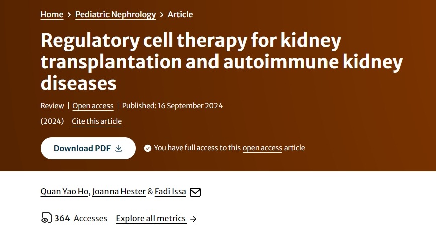 肾移植和自身免疫性肾脏疾病的调节细胞治疗