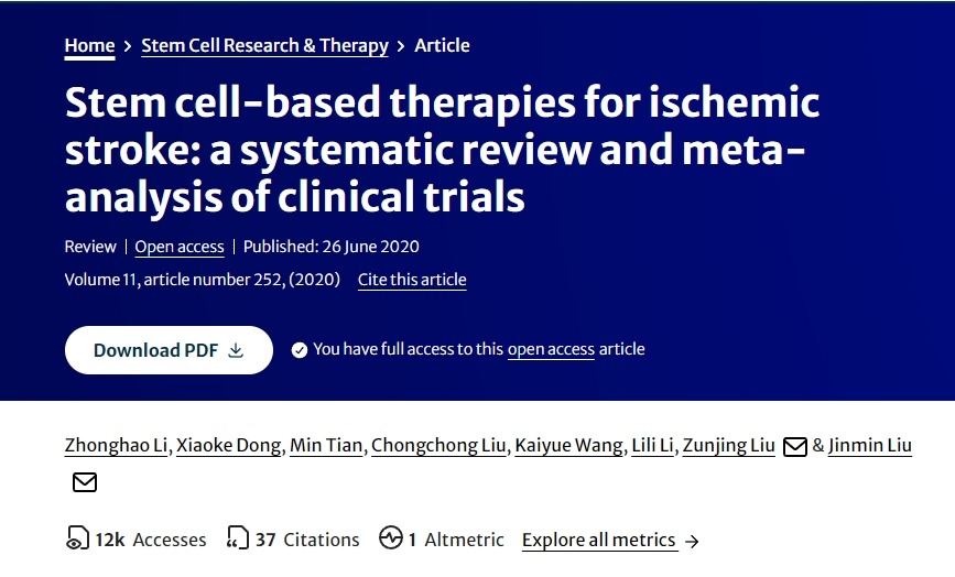 基于干细胞的缺血性中风治疗：临床试验的系统评价和荟萃分析