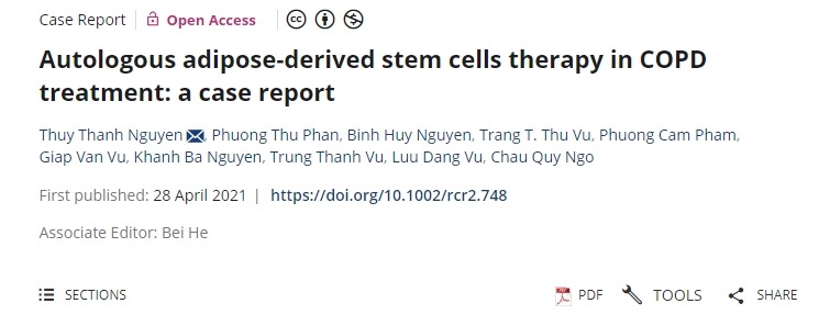 自体脂肪干细胞疗法治疗慢性阻塞性肺病：一例病例报告