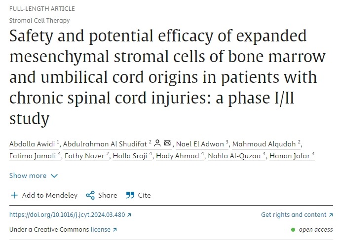 骨髓和脐带来源的扩增间充质基质细胞对慢性脊髓损伤患者的安全性和潜在疗效
