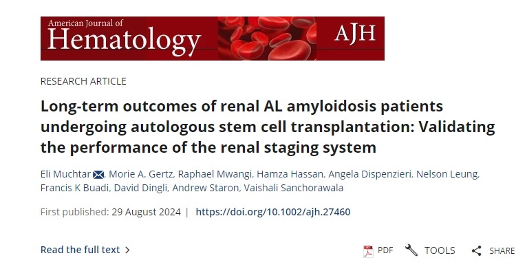 接受自体干细胞移植的肾AL淀粉样变性患者的长期结果：验证肾脏分期系统的性能