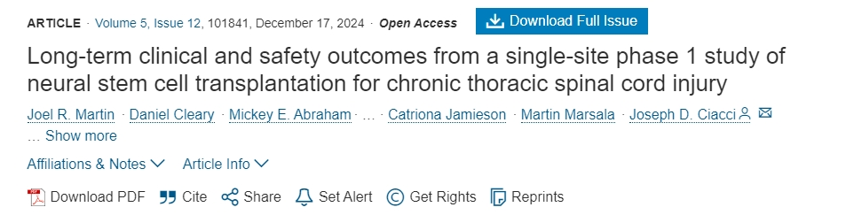 神经干细胞移植治疗慢性胸椎损伤的单中心Ⅰ期临床研究